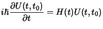 $\displaystyle i\hbar {\partial{\op{U}(t,t_0)}\over \partial t}=\op H(t) \op{U}(t,t_0)$